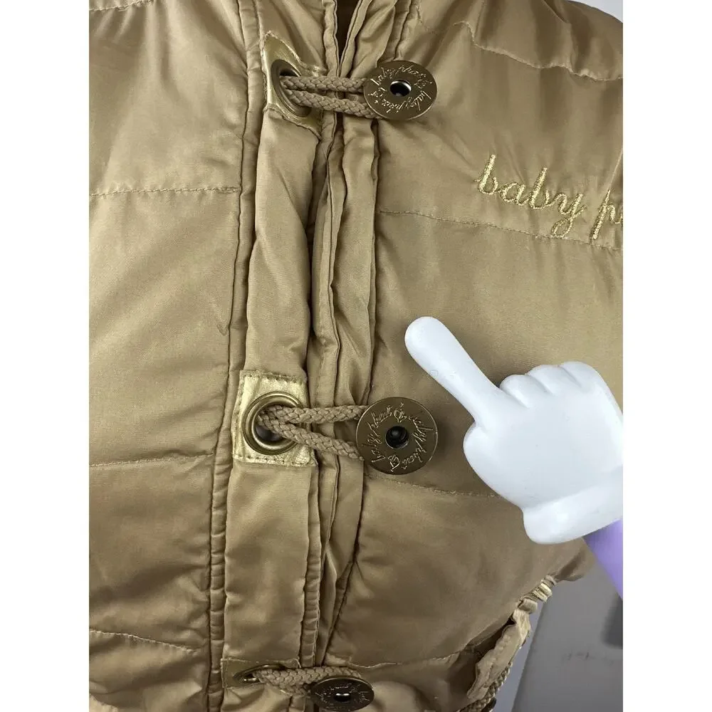 Vintage Y2K Baby Phat Feather Down Puffer Vest Gold Button Zip Womens Size Large - Picture 12 of 16